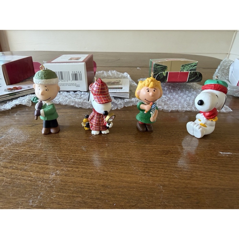 Vintage Hallmark Peanuts Ornament Lot 1990-2000 Snoopy Detective Linus Sally NIB